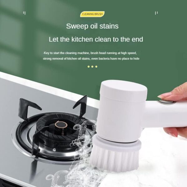 Magic Electric Cleaning Brush – USB Rechargeable, 5-in-1 Cordless Power Scrubber with 5 Brush Heads (White) - Image 7